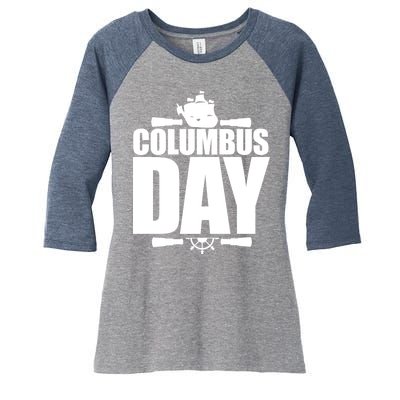 Columbus Day Women's Tri-Blend 3/4-Sleeve Raglan Shirt