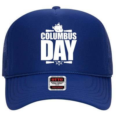 Columbus Day High Crown Mesh Back Trucker Hat