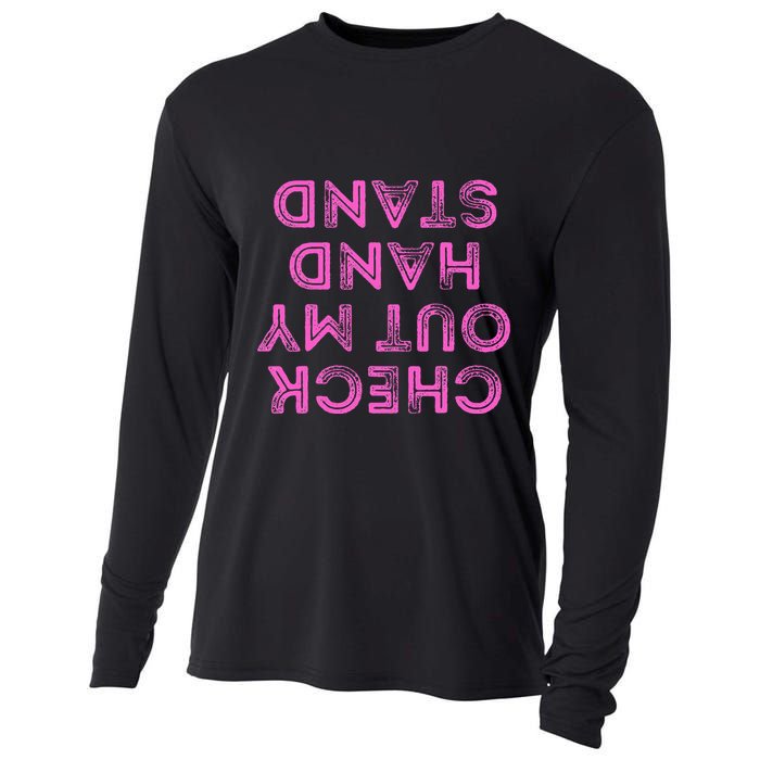 Check Out My Handstand Funny Gymnastics Gift Cooling Performance Long Sleeve Crew