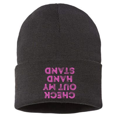 Check Out My Handstand Funny Gymnastics Gift Sustainable Knit Beanie