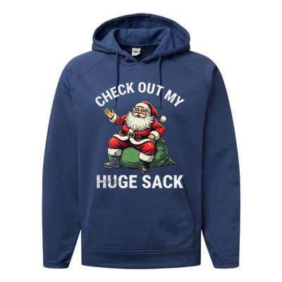 Check Out My Huge Sack Santa Clause Christmas Xmas 2024 Performance Fleece Hoodie