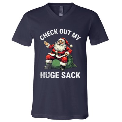 Check Out My Huge Sack Santa Clause Christmas Xmas 2024 V-Neck T-Shirt