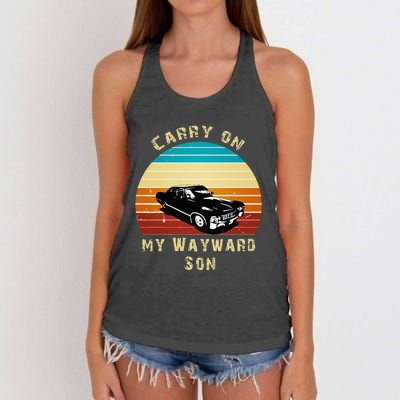 Carry On My Wayward Son Vintage Women's Knotted Racerback Tank