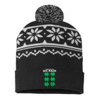 Check Out My Six Pack Shamrock St Patricks Day Funny Workout USA-Made Snowflake Beanie