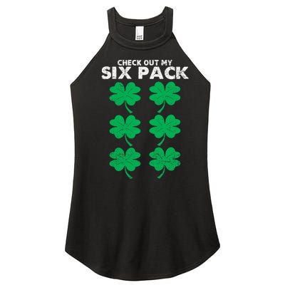 Check Out My Six Pack Shamrock St Patricks Day Funny Workout Women’s Perfect Tri Rocker Tank