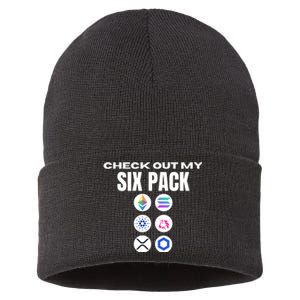 Check Out My Six Pack, Funny Gym Crypto Altcoin Lovers Meme Sustainable Knit Beanie