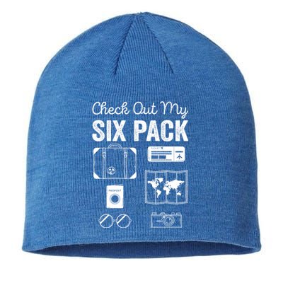 Check Out My Six Pack Flying Airplane Funny Pilot Aviation Gift Sustainable Beanie