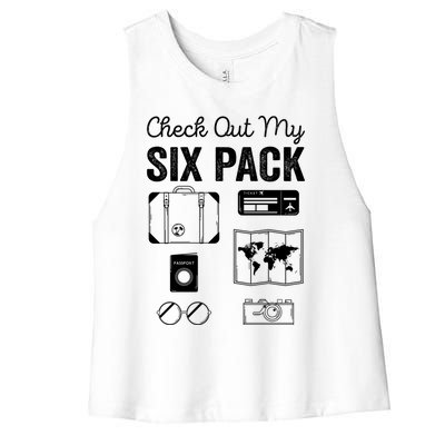 Check Out My Six Pack Flying Airplane Funny Pilot Aviation Gift Women's Racerback Cropped Tank