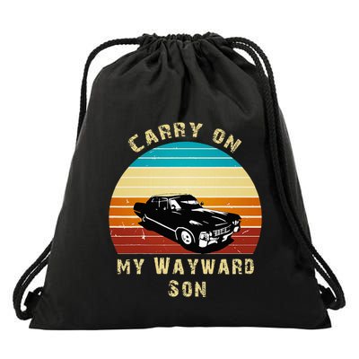 Carry On My Wayward Son Vintage Drawstring Bag