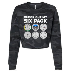 Check Out My Six Pack Pilot Airplane Flight Instruts Funny Gift Cropped Pullover Crew