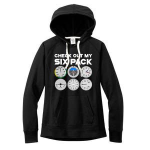 Check Out My Six Pack Pilot Airplane Flight Instruts Funny Gift Women's Fleece Hoodie