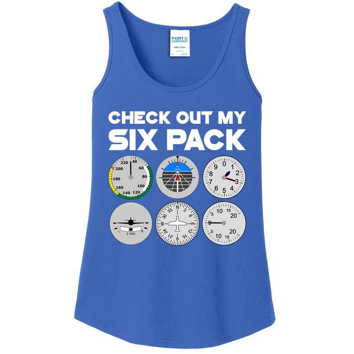 Check Out My Six Pack Pilot Airplane Flight Instruts Funny Gift Ladies Essential Tank