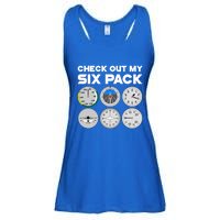 Check Out My Six Pack Pilot Airplane Flight Instruts Funny Gift Ladies Essential Flowy Tank