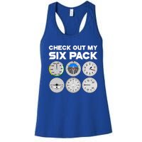 Check Out My Six Pack Pilot Airplane Flight Instruts Funny Gift Women's Racerback Tank