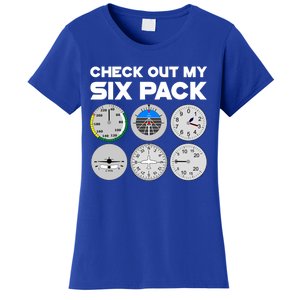 Check Out My Six Pack Pilot Airplane Flight Instruts Funny Gift Women's T-Shirt