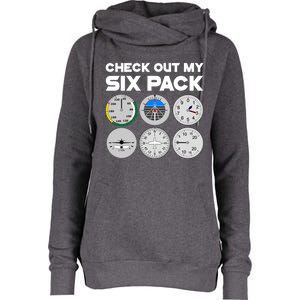 Check Out My Six Pack Pilot Airplane Flight Instruts Funny Gift Womens Funnel Neck Pullover Hood