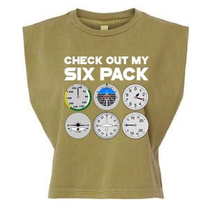 Check Out My Six Pack Pilot Airplane Flight Instruts Funny Gift Garment-Dyed Women's Muscle Tee