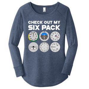 Check Out My Six Pack Pilot Airplane Flight Instruts Funny Gift Women's Perfect Tri Tunic Long Sleeve Shirt