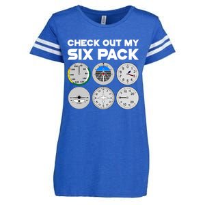 Check Out My Six Pack Pilot Airplane Flight Instruts Funny Gift Enza Ladies Jersey Football T-Shirt