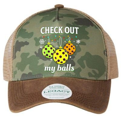 Check Out My Balls Funny Pickleball Christmas Decoration Legacy Tie Dye Trucker Hat