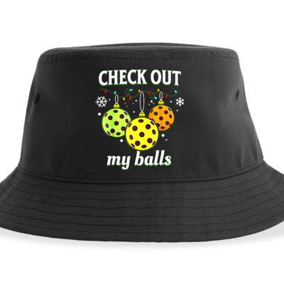 Check Out My Balls Funny Pickleball Christmas Decoration Sustainable Bucket Hat