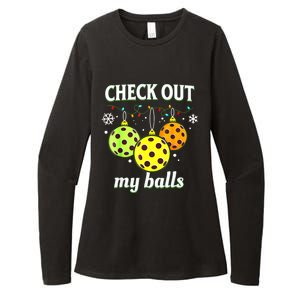 Check Out My Balls Funny Pickleball Christmas Decoration Womens CVC Long Sleeve Shirt