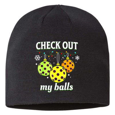 Check Out My Balls Funny Pickleball Christmas Decoration Sustainable Beanie