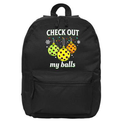 Check Out My Balls Funny Pickleball Christmas Decoration 16 in Basic Backpack