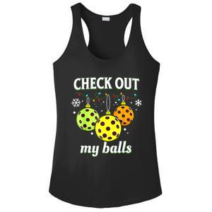 Check Out My Balls Funny Pickleball Christmas Decoration Ladies PosiCharge Competitor Racerback Tank