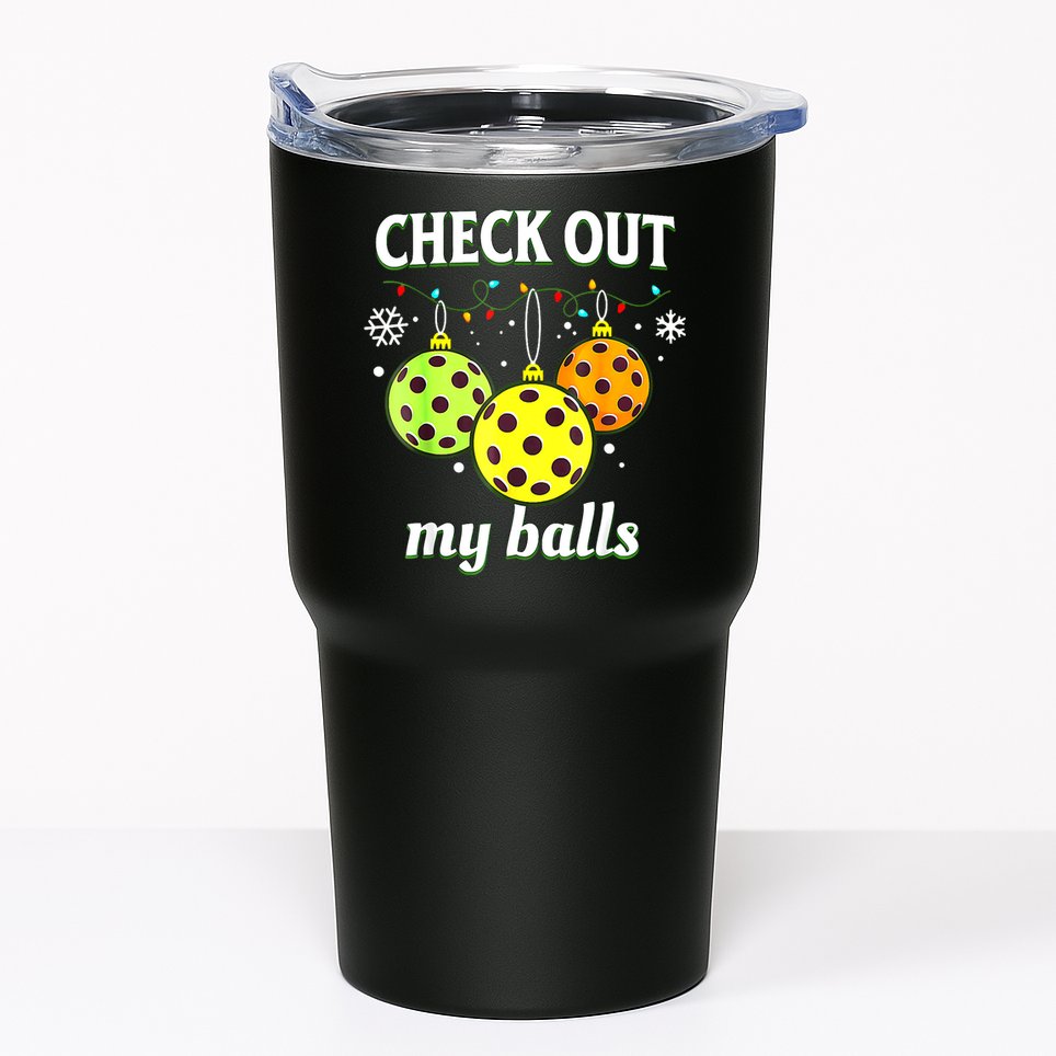 Check Out My Balls Funny Pickleball Christmas Decoration Tumbler