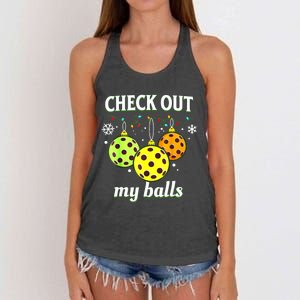 Check Out My Balls Funny Pickleball Christmas Decoration Women's Knotted Racerback Tank