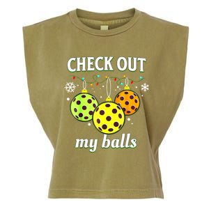 Check Out My Balls Funny Pickleball Christmas Decoration Garment-Dyed Women's Muscle Tee