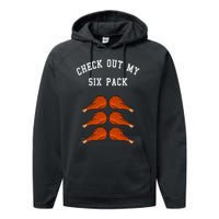 Check Out My Six 6 Pack Turkey Legs Happy Thanksgiving Funny Performance Fleece Hoodie