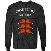 Check Out My Six 6 Pack Turkey Legs Happy Thanksgiving Funny Tie-Dye Long Sleeve Shirt