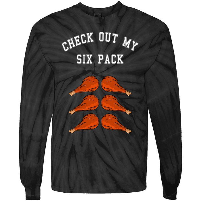 Check Out My Six 6 Pack Turkey Legs Happy Thanksgiving Funny Tie-Dye Long Sleeve Shirt