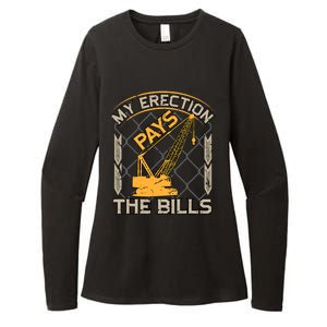 Crane Operator My Erection Pays The Bills Funny Construction Womens CVC Long Sleeve Shirt