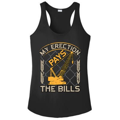 Crane Operator My Erection Pays The Bills Funny Construction Ladies PosiCharge Competitor Racerback Tank