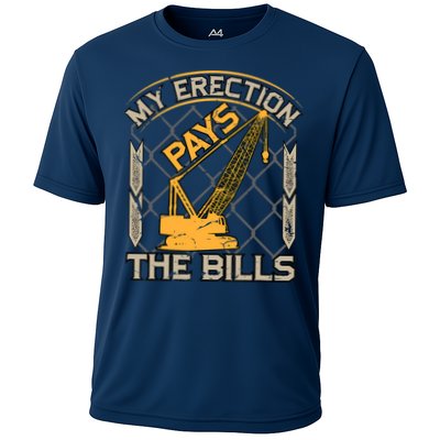 Crane Operator My Erection Pays The Bills Funny Construction Performance Shirt