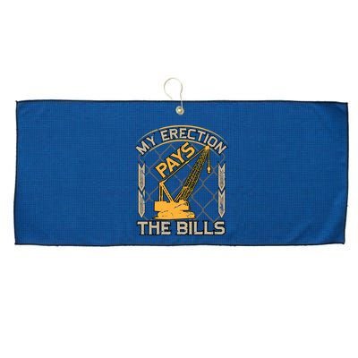 Crane Operator My Erection Pays The Bills Funny Construction Large Microfiber Waffle Golf Towel