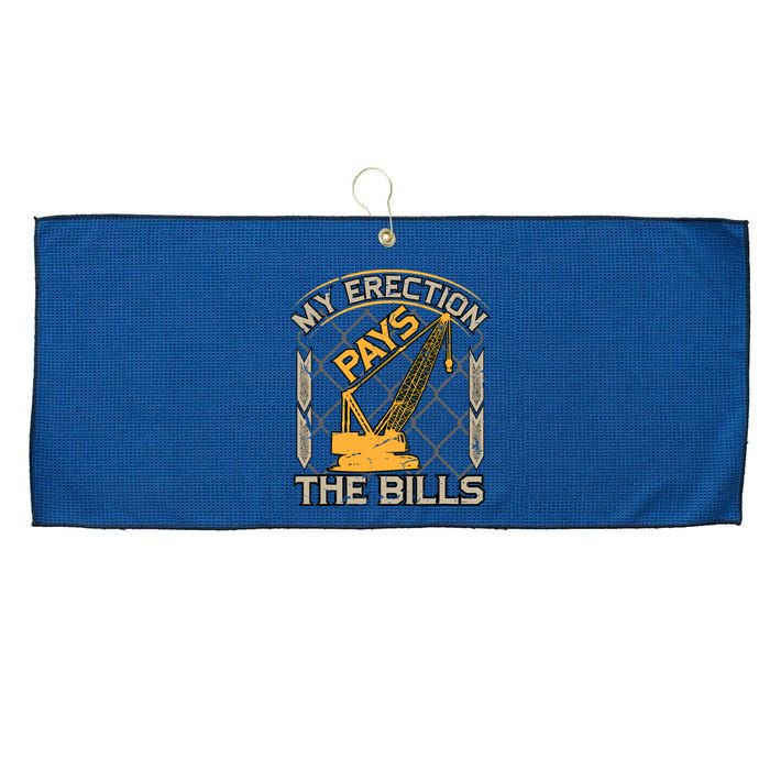 Crane Operator My Erection Pays The Bills Funny Construction Large Microfiber Waffle Golf Towel
