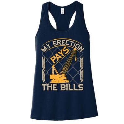 Crane Operator My Erection Pays The Bills Funny Construction Womens Tank Top