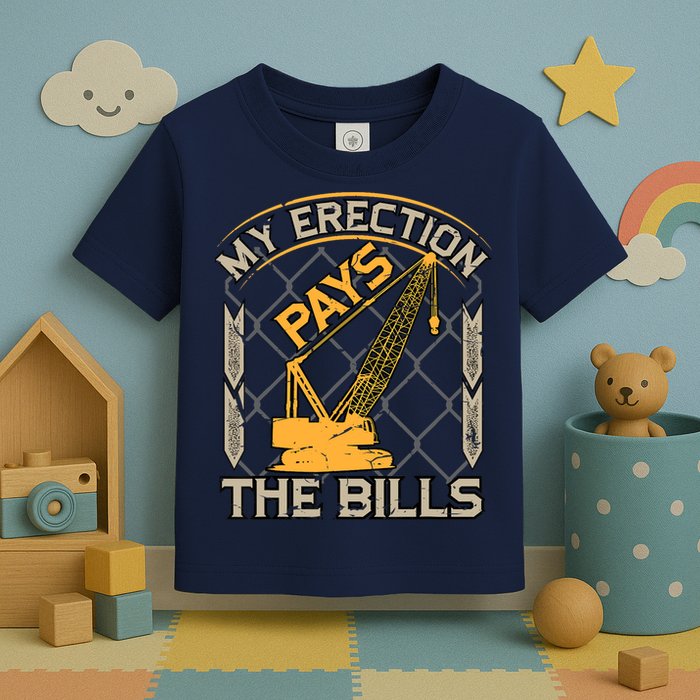 Crane Operator My Erection Pays The Bills Funny Construction Toddler T-Shirt
