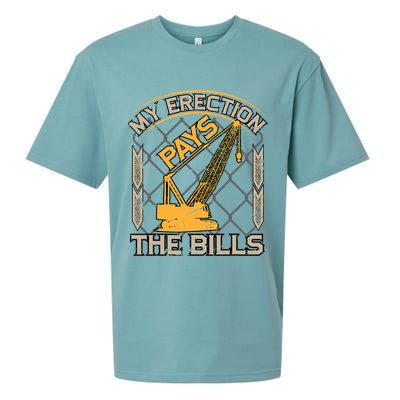 Crane Operator My Erection Pays The Bills Funny Construction Sueded Cloud Jersey T-Shirt