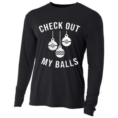 Checkout Out My Balls Funny XMas Christmas Cooling Performance Long Sleeve Crew