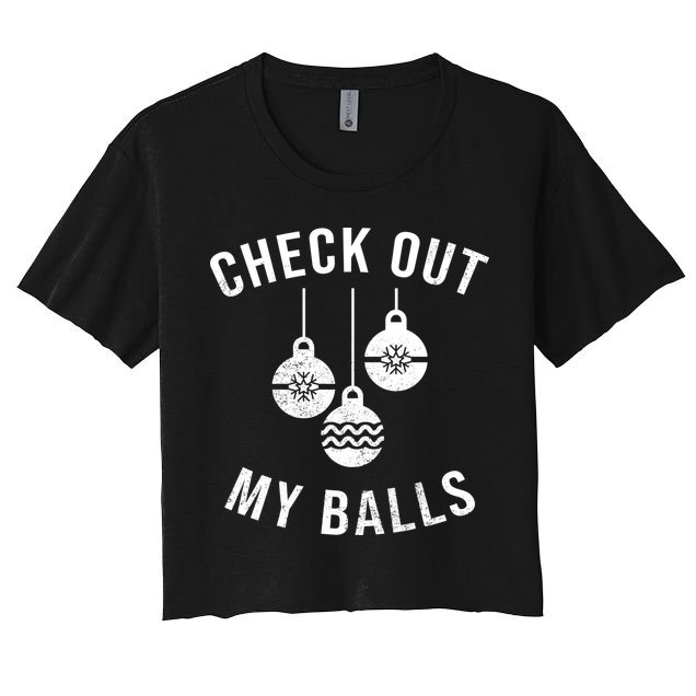 Checkout Out My Balls Funny XMas Christmas Crop Top