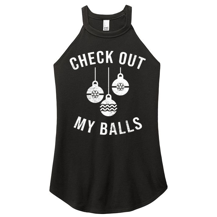 Checkout Out My Balls Funny XMas Christmas Women's Perfect Tri Rocker Tank