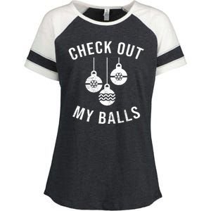 Checkout Out My Balls Funny XMas Christmas Enza Ladies Jersey Colorblock Tee