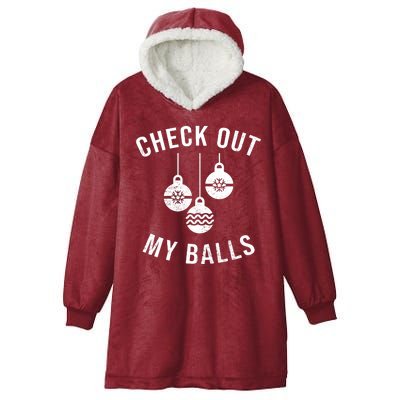 Checkout Out My Balls Funny XMas Christmas Hooded Wearable Blanket