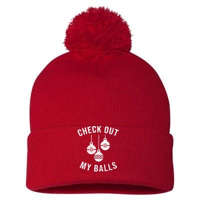 Checkout Out My Balls Funny XMas Christmas Pom Pom 12in Knit Beanie