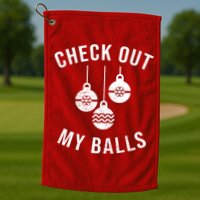 Checkout Out My Balls Funny XMas Christmas Golf Towel